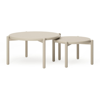 Pulo loungetafels in beige aluminium - Dia. 70 - 50 x H. 37.5 - 32.5 cm