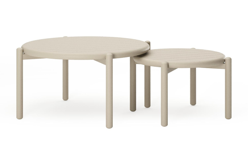 Tables basses Pulo en beige aluminium - Diam. 70 - 50 x Haut. 37.5 - 32.5 cm
