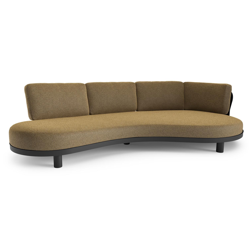 Donato loungebank in zwart aluminium met madagascar walnut all weather cosytica kussen