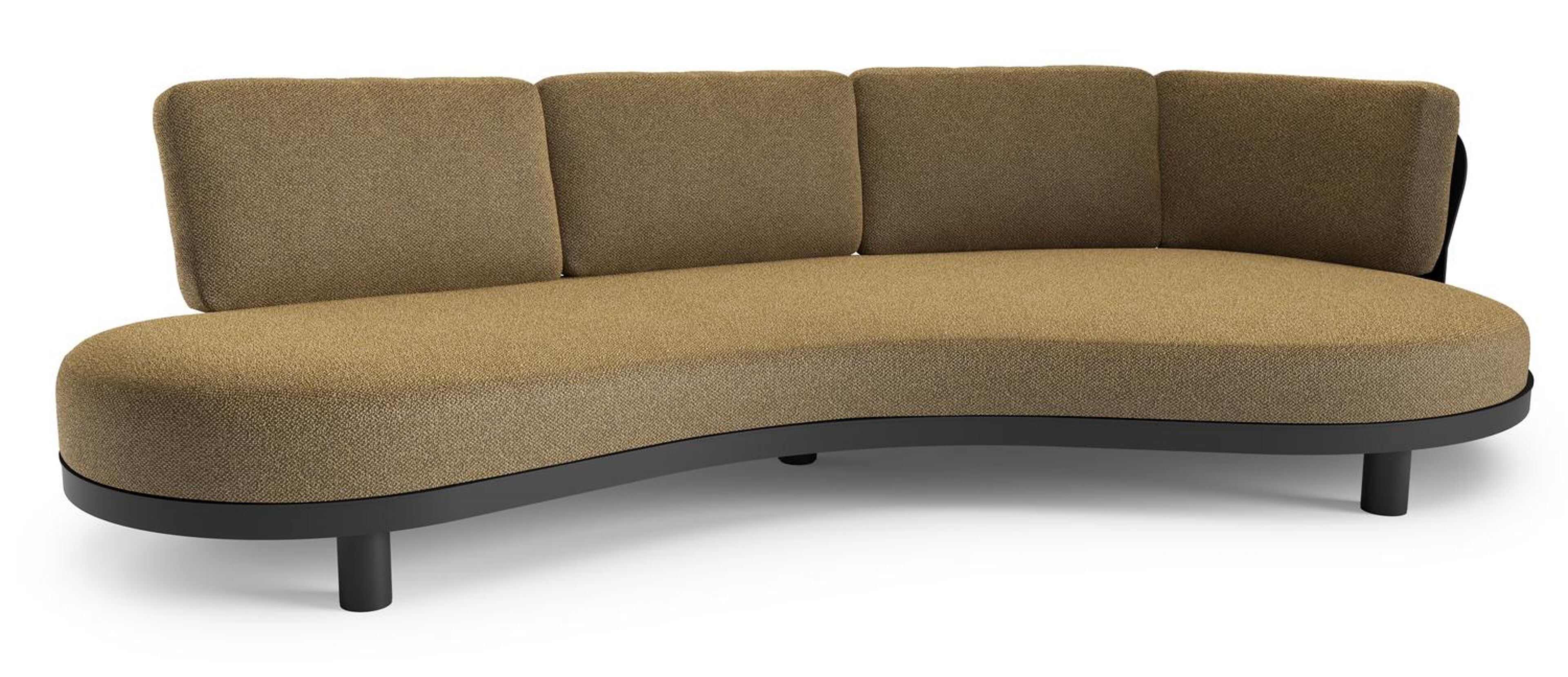 Donato loungebank in zwart aluminium met madagascar walnut all weather cosytica kussen