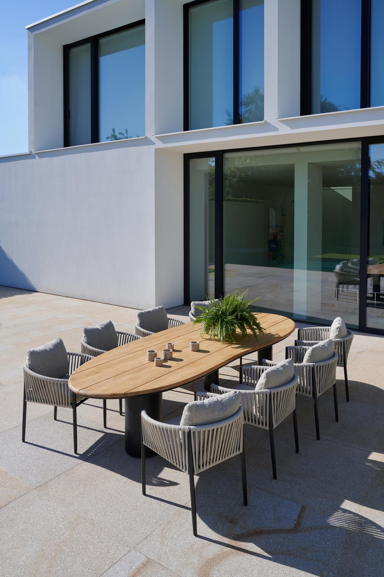 Organo tuintafel organisch in zwart aluminium en teak - L 320 x B 120 x H 74 cm