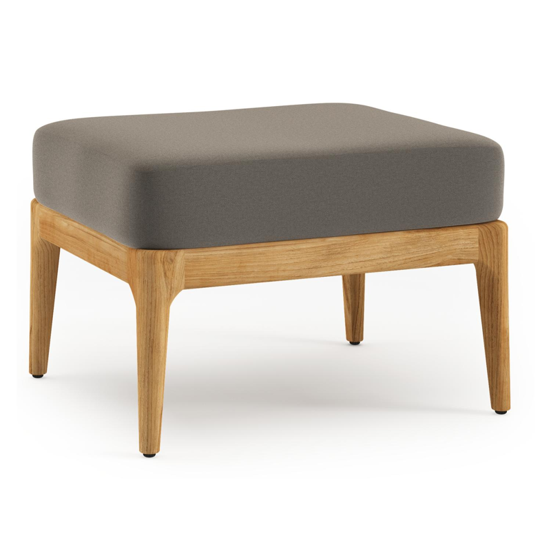 Orso poef in teak met Natte Carbon Beige all weather sunbrella® luxe kussen