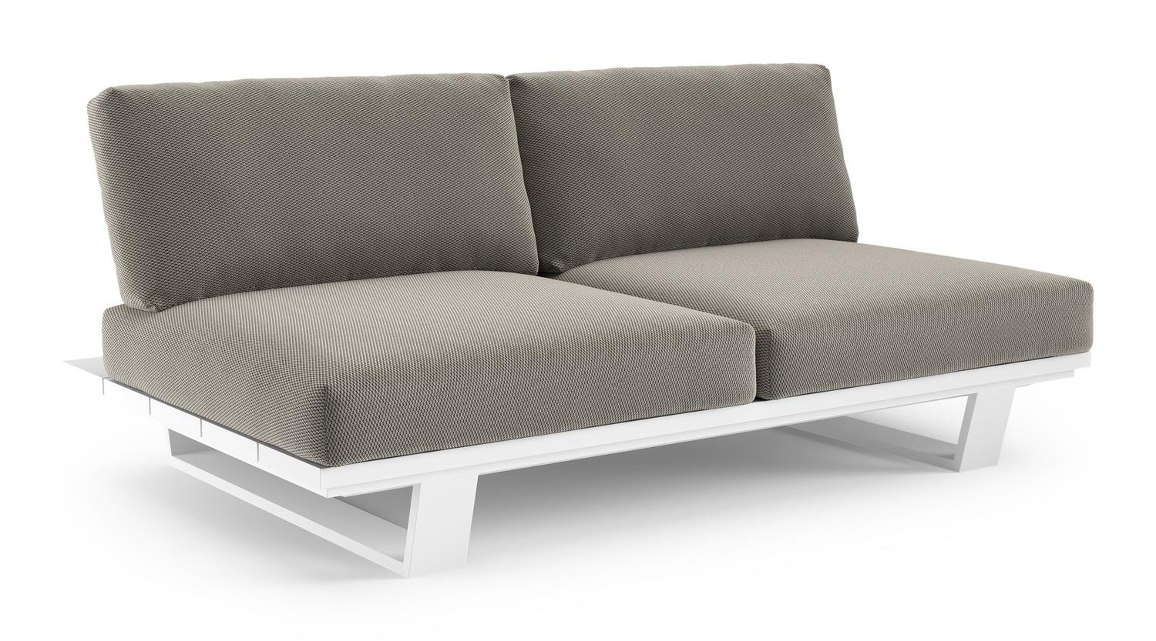 Pagino loungebank in wit aluminium met lopi charcoal all weather sunbrella® luxe kussen