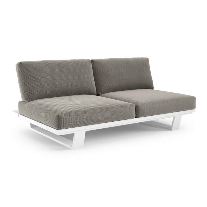 Pagino loungebank in wit aluminium met lopi charcoal all weather sunbrella® luxe kussen