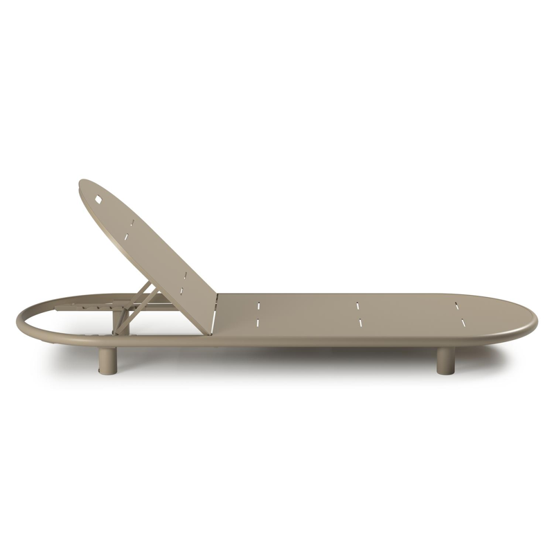Chaise longue réglable Lomano en aluminium beige avec chartres sooty all weather sunbrella® luxe coussin