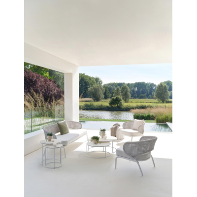 Fano loungetafels in wit aluminium en arctic white volkeramiek - Dia. 85/65 X H 35/30 cm