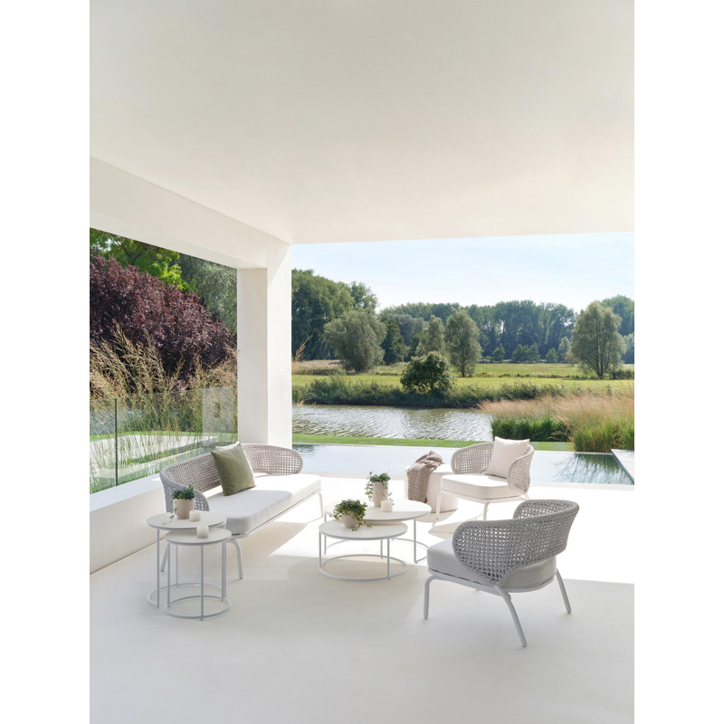 Fano loungetafels in wit aluminium en arctic white volkeramiek - Dia. 85/65 X H 35/30 cm