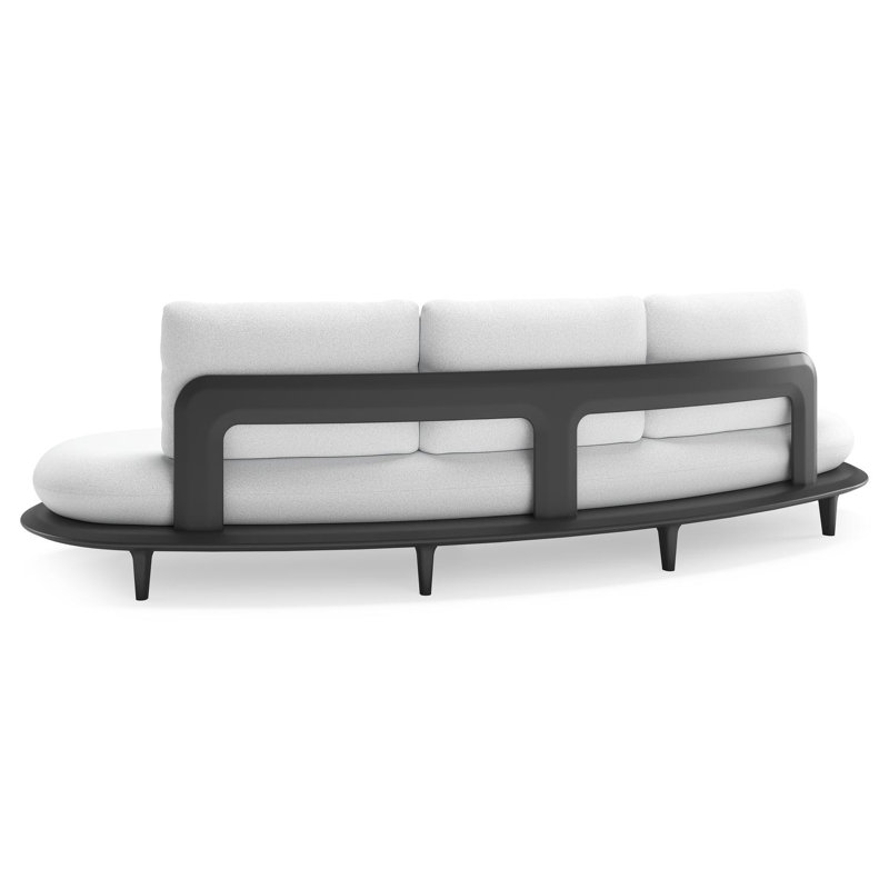 Canapé de jardin Bomero en aluminium noir et coussins en all weather solica ego birch