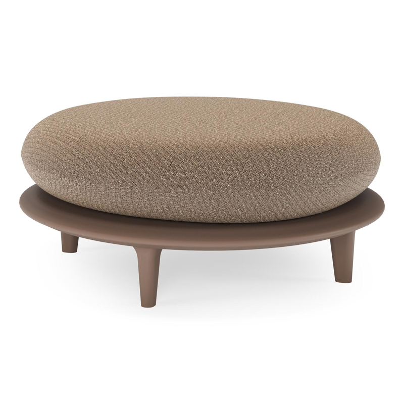 Bomero poef in taupe aluminium met firenze bamboe all weather solica kussen