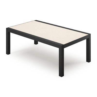 Alcudia loungetafel in zwart aluminium en sintered stone beige - L 120 x B 70 x H 43 cm