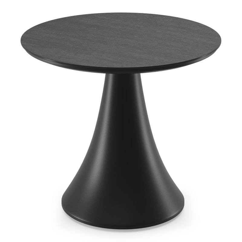 Fano low dining loungetafel in zwart aluminium en volkeramiek basalt black - Dia. 65 x H 55 cm