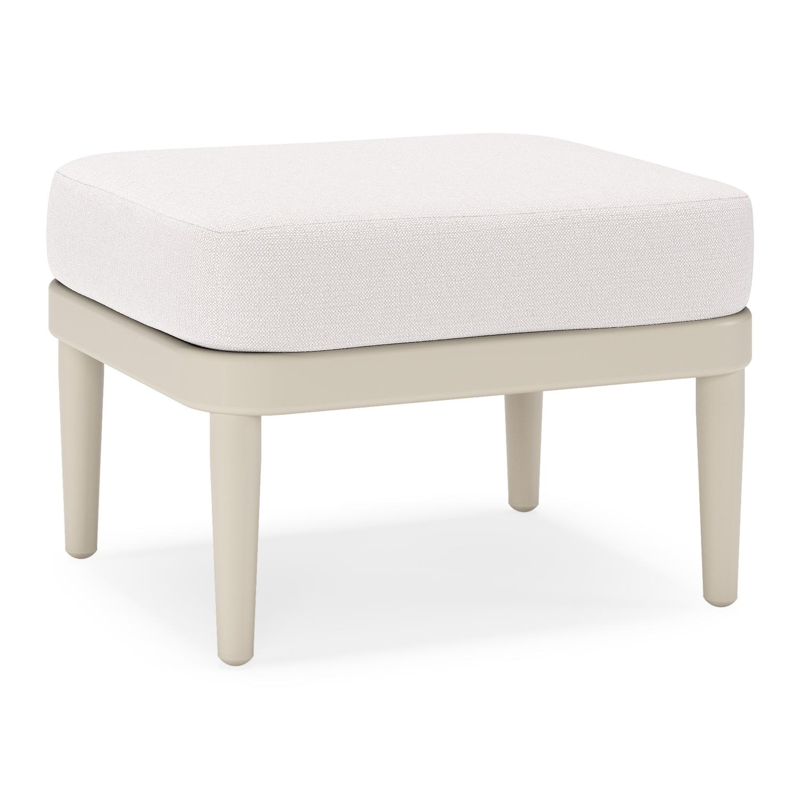 Pouf Orso en aluminium beige et coussins en all weather sunbrella® luxe Savane Whisper