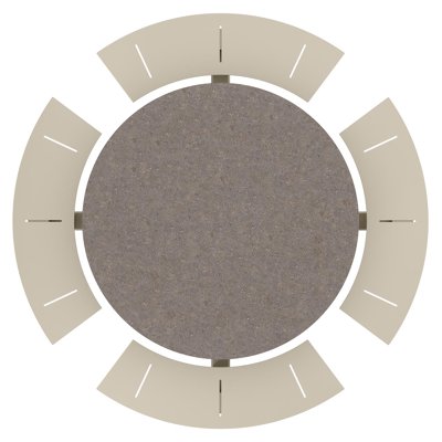 Rondino picknicktafel rond in beige aluminium en volkeramiek Wulong - Dia. 148 x H 71.5 cm