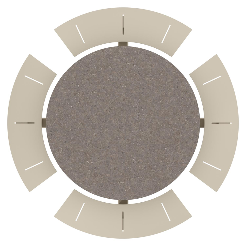 Table de pique-Rondino ronde en aluminium beige et céramique pleine Wulong - Diam. 148 x Haut. 71.5 cm