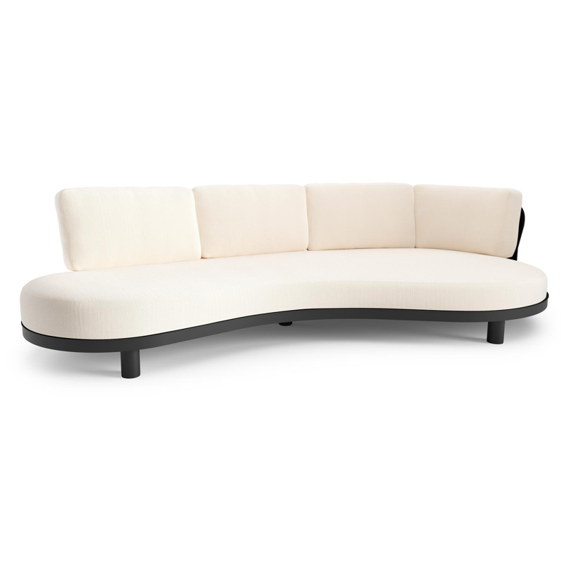 Donato loungebank in zwart aluminium met lopi snow all weather sunbrella® luxe kussen