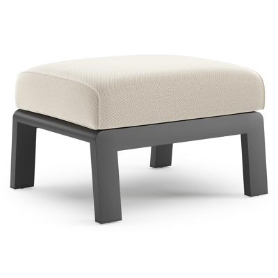 Cosenzo poef in zwart aluminium met lopi marble all weather sunbrella® luxe kussen