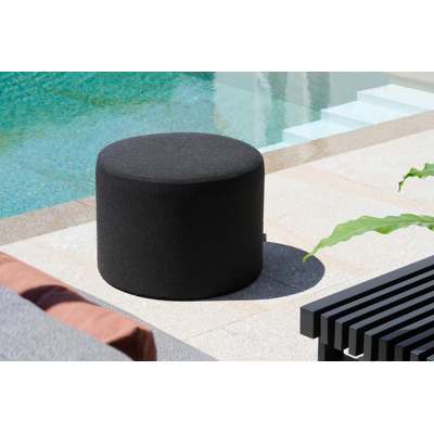 Pouf Masso arrondis en heritage char All weather sunbrella® luxe - Diam. 55 x Haut. 40 cm