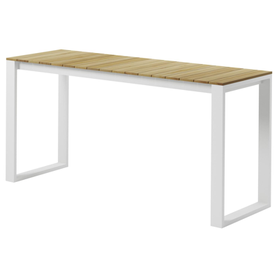 Verato bartafel in wit aluminium en teak - L 220 x B 70 x H 106 cm