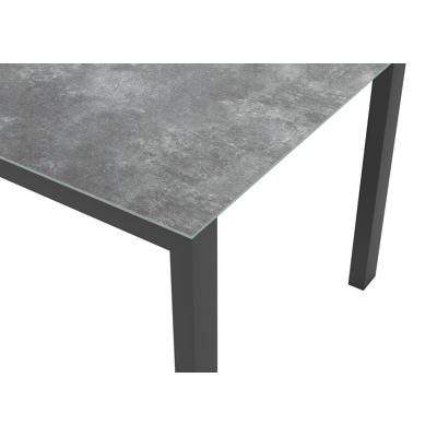 Ensemble de jardin Trente en aluminium noir avec plateau de table en céramique verre gris et 6 chaises de jardin Puglia