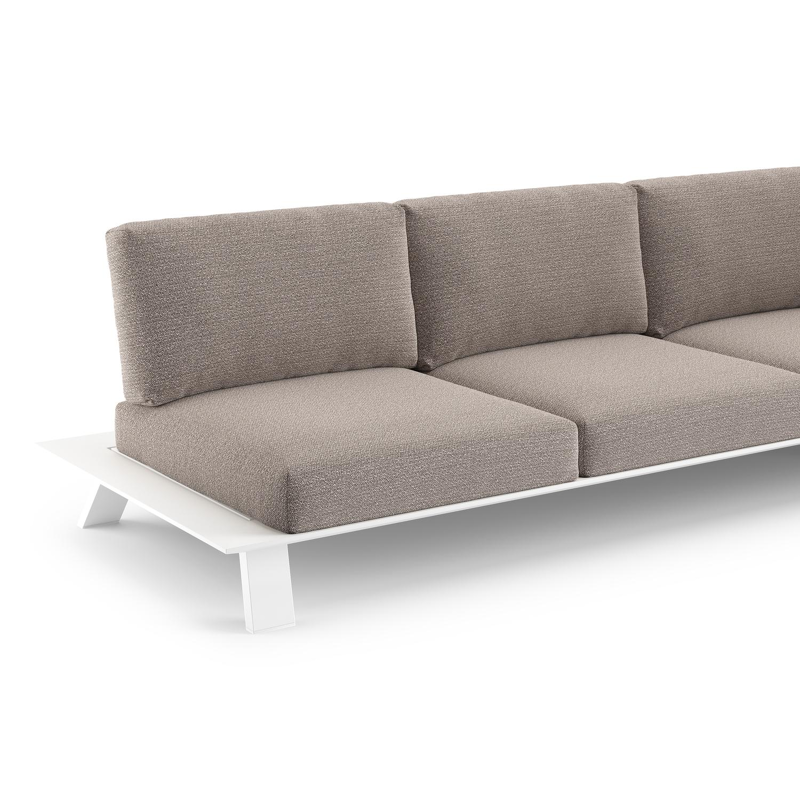 Canapé de jardin Cesano en aluminium blanc et coussin en all weather Sunbrella® luxe wander granite