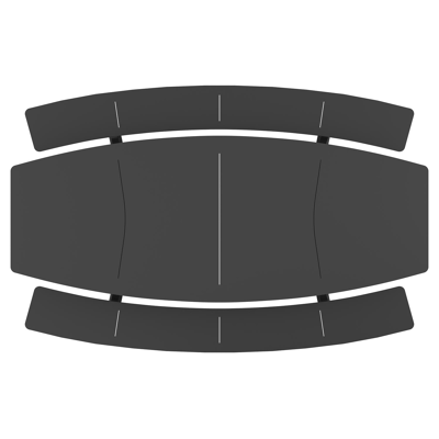 Forno picknicktafel bootvorm in zwart aluminium - L 280 x B 192 x H 72 cm