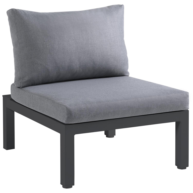 Toma loungezetel 1-zit in zwart aluminium met grijs polyester kussen
