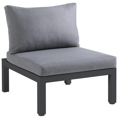 Toma loungezetel 1-zit in zwart aluminium met grijs polyester kussen