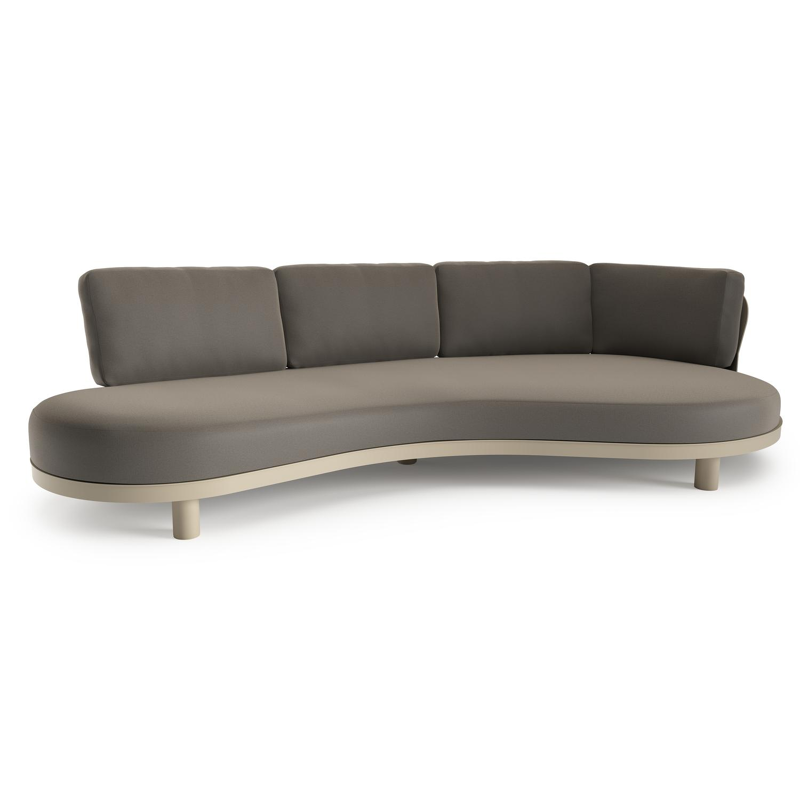 Donato loungebank in beige aluminium met natte carbon beige all weather sunbrella® luxe kussen