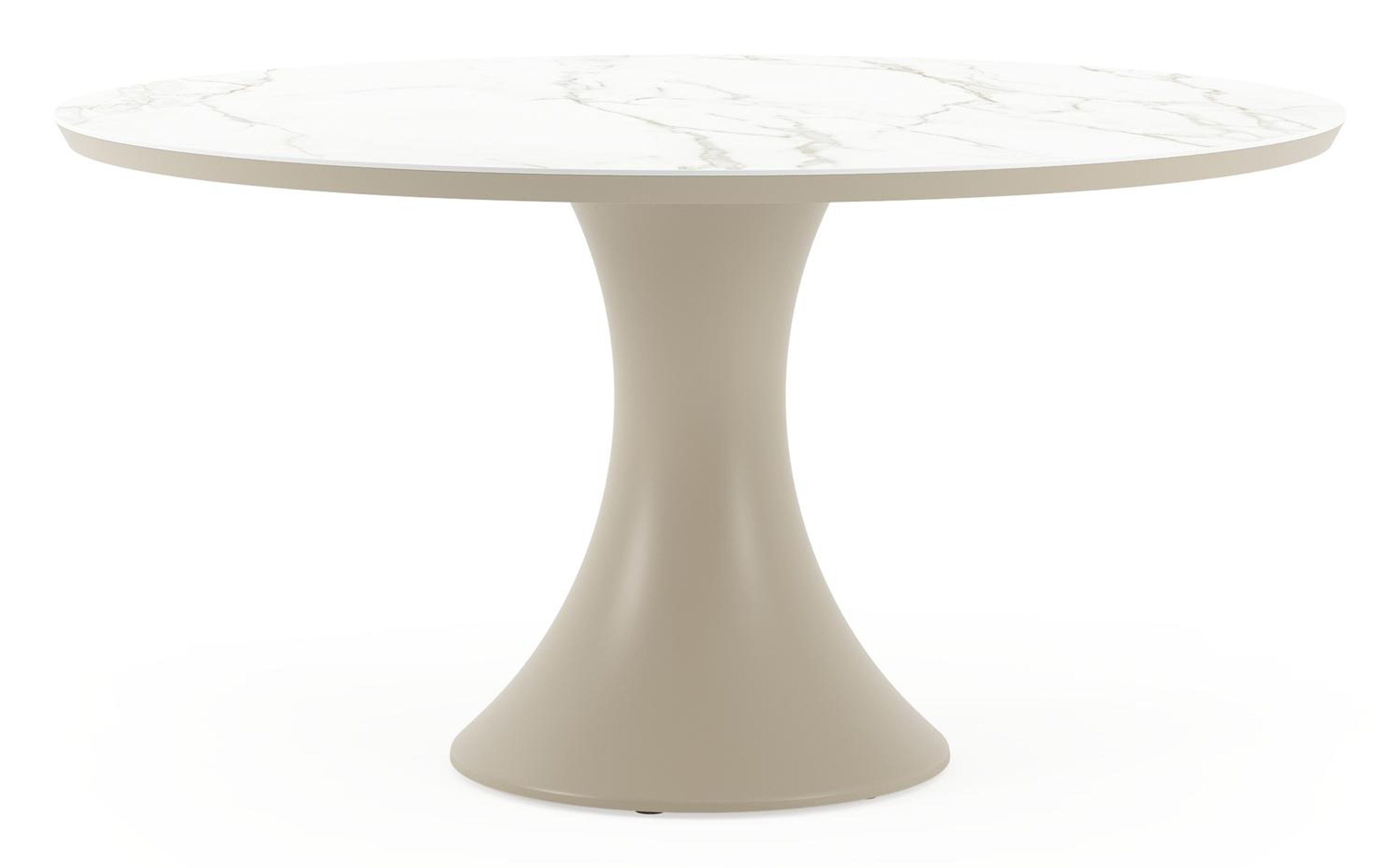 Fano tuintafel rond in beige aluminium en volkeramiek Calacatta - Dia. 148 x H 75 cm