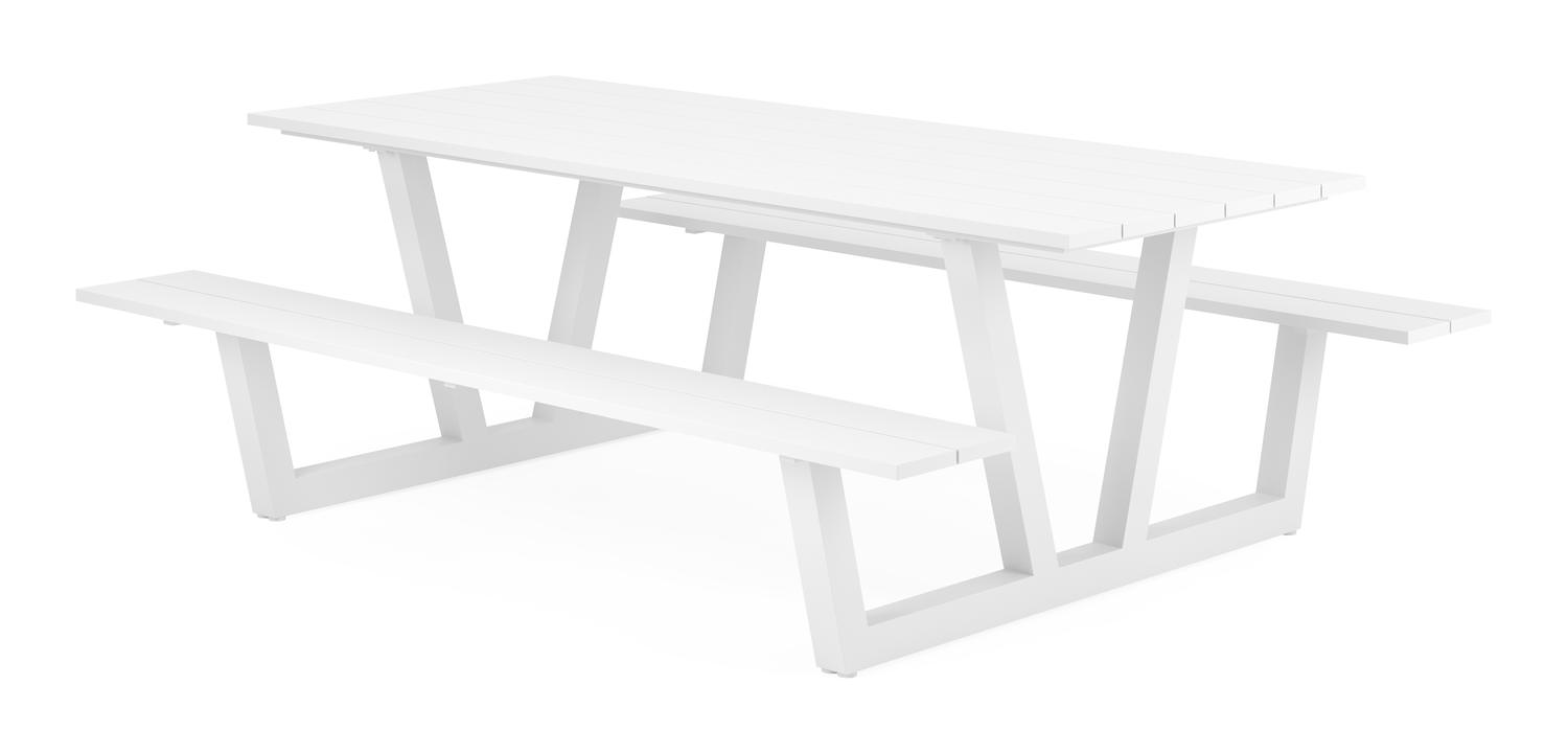 Felino picknicktafel in wit aluminium - L 220 x B 176 x H 76 cm