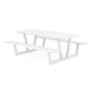 Felino picknicktafel in wit aluminium - L 220 x B 176 x H 76 cm