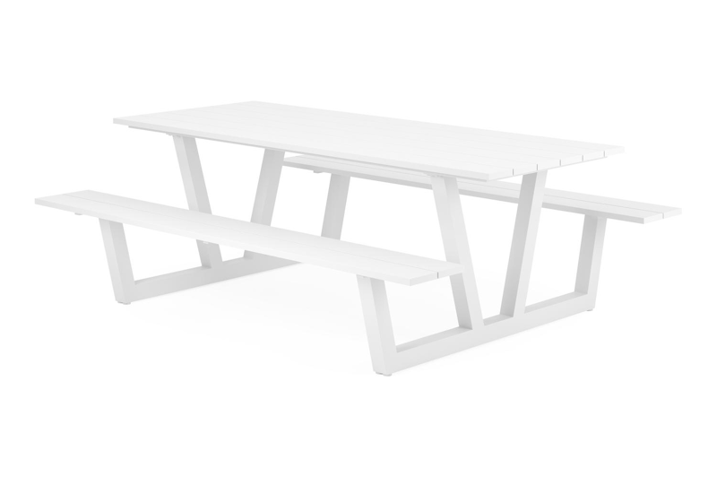 Felino picknicktafel in wit aluminium - L 220 x B 176 x H 76 cm