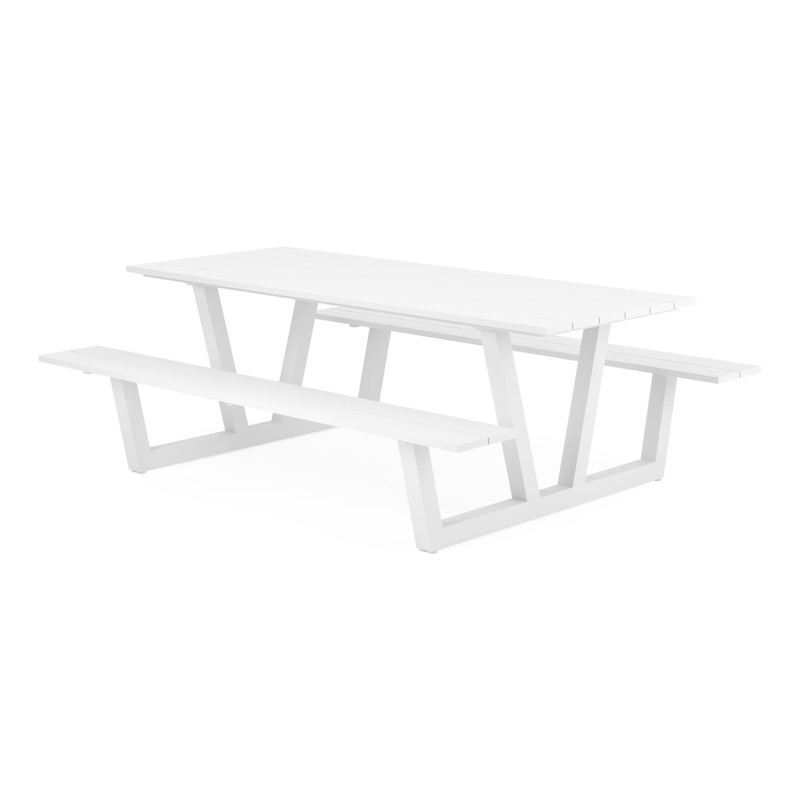 Felino picknicktafel in wit aluminium - L 220 x B 176 x H 76 cm