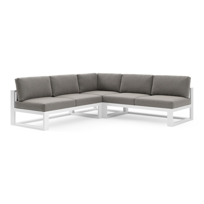 Verato loungehoek in wit aluminium met chartres drizzle all weather sunbrella® luxe kussen