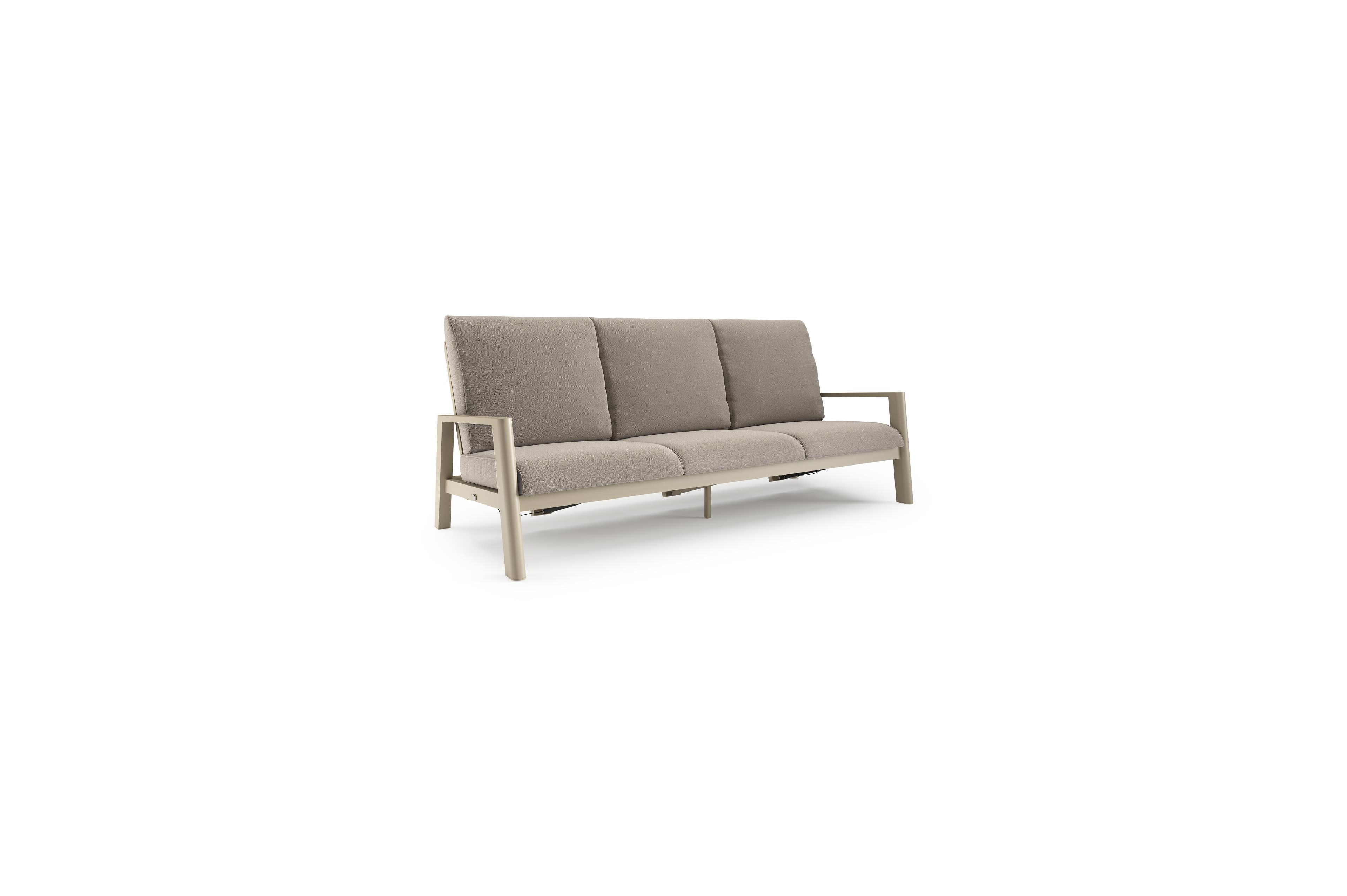 Cirello loungebank in beige aluminium met savane coconut all weather sunbrella® luxe kussen