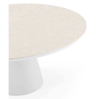 Donato tuintafel in wit aluminium en volkeramiek shilin - Dia. 148 x H 76 cm