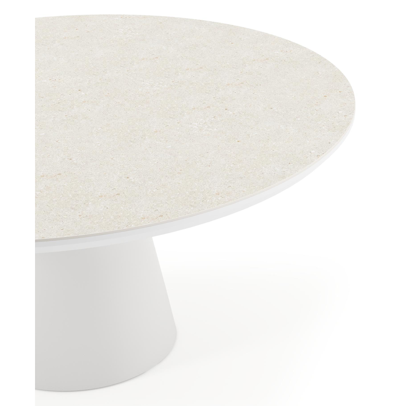 Donato tuintafel in wit aluminium en volkeramiek shilin - Dia. 148 x H 76 cm