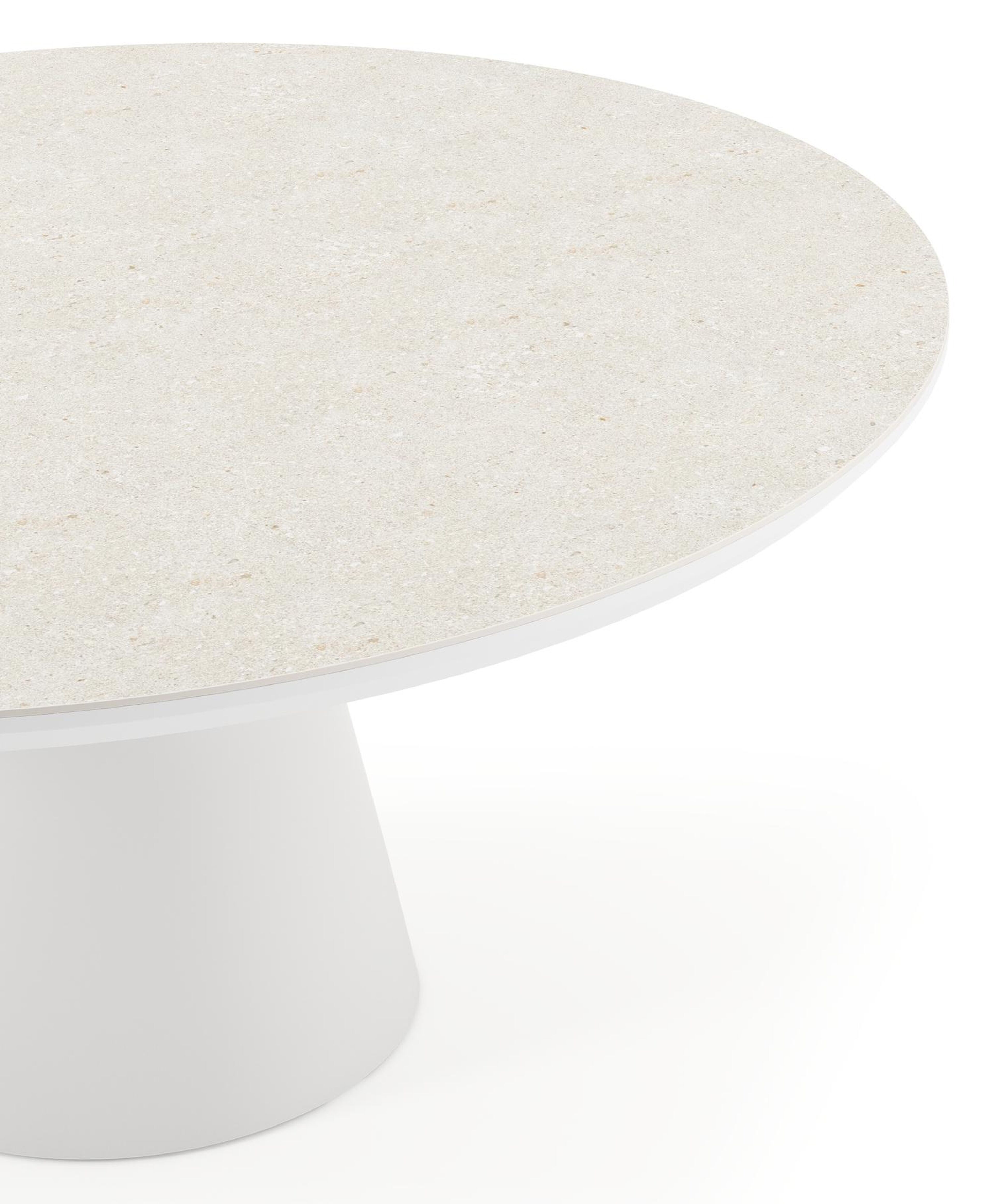 Donato tuintafel in wit aluminium en volkeramiek shilin - Dia. 148 x H 76 cm