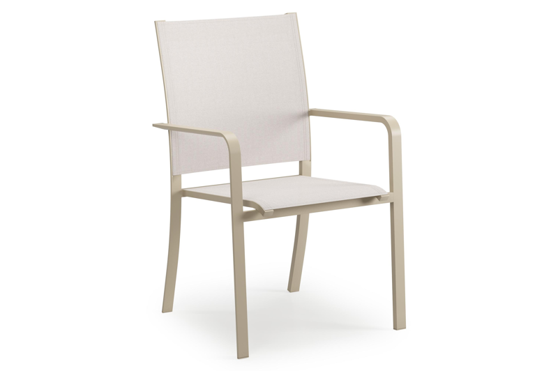 Calobra tuinstoel in beige aluminium en beige single textilene