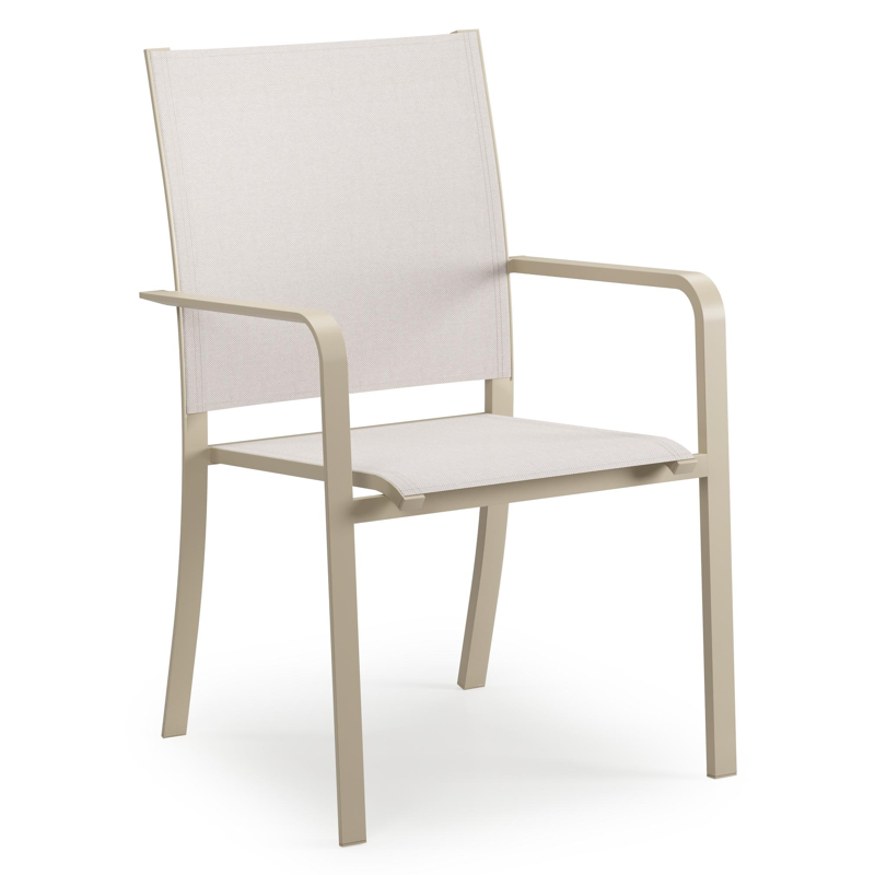 Calobra tuinstoel in beige aluminium en beige single textileen
