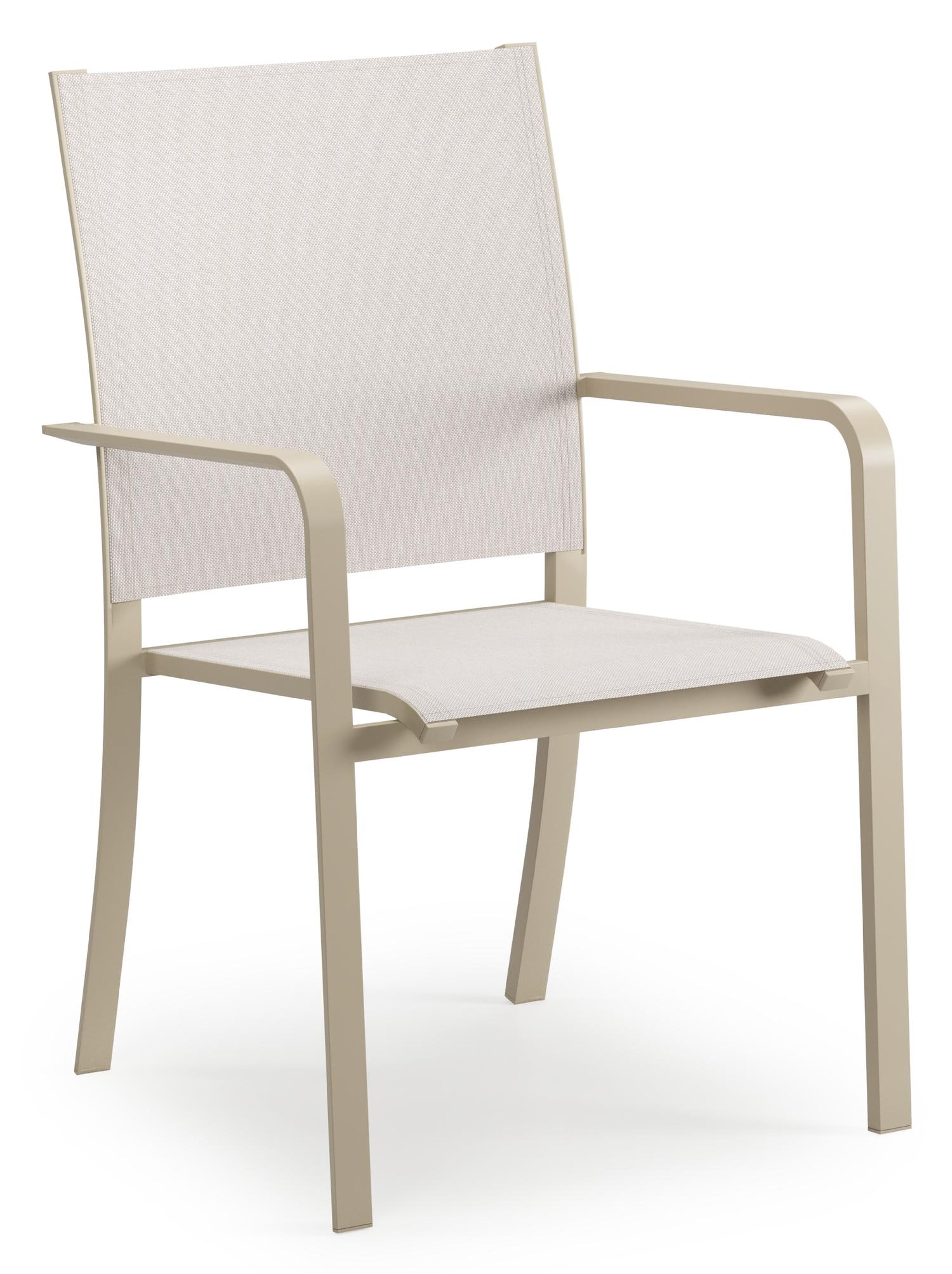Calobra tuinstoel in beige aluminium en beige single textilene