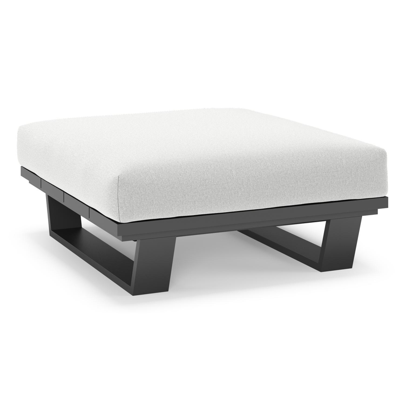 Pagino poef in zwart aluminium met natte grey chine all weather sunbrella® luxe kussen