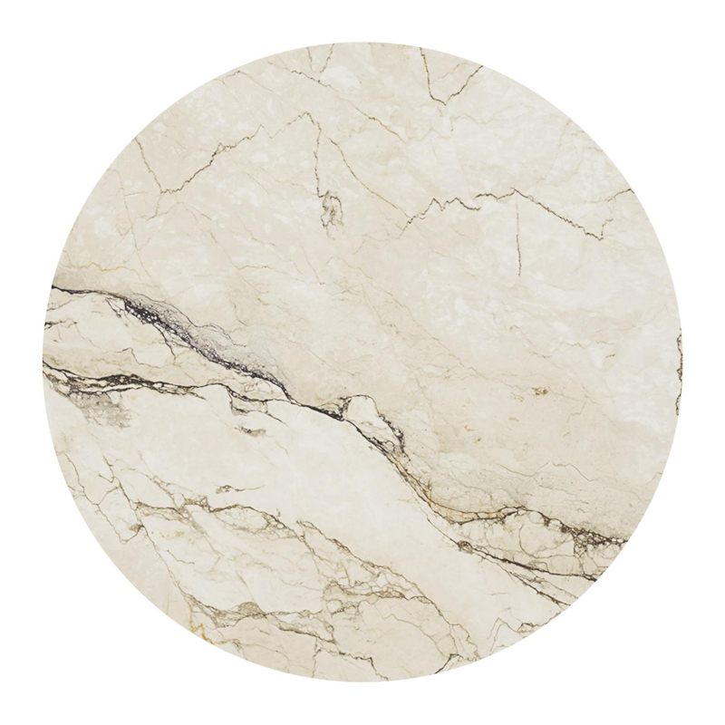 Fano low dining loungetafel rond in beige aluminium en volkeramiek Colorado Dunes - Dia. 85 x - Dia. 85 x H 75 cm