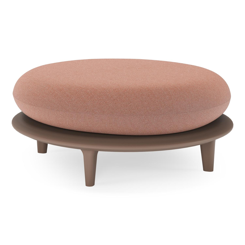 Bomero poef in taupe aluminium met savane rust all weather sunbrella® luxe kussen