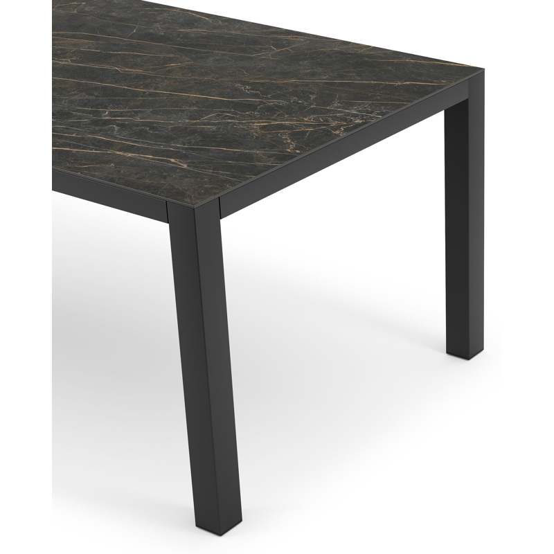Table de jardin Como en aluminium noir et céramique pleine black obsession - Lg 200 x Larg. 100 x H 75 cm