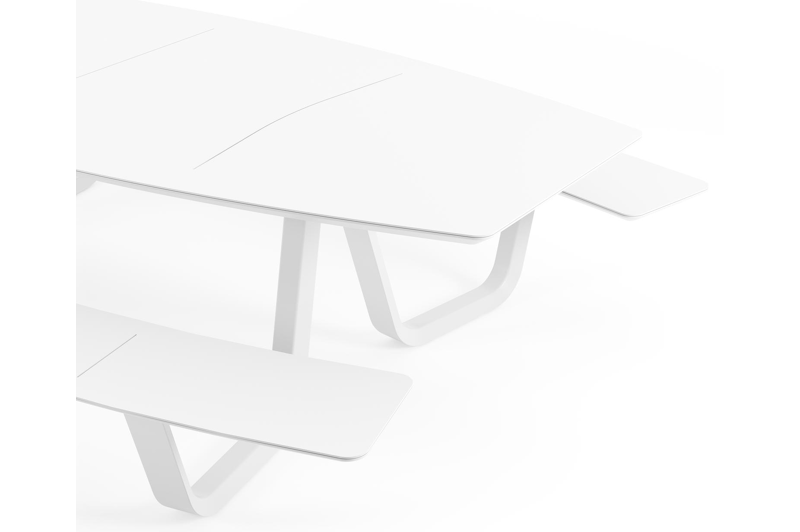 Forno picknicktafel bootvorm in wit aluminium - L 280 x B 192 x H 72 cm