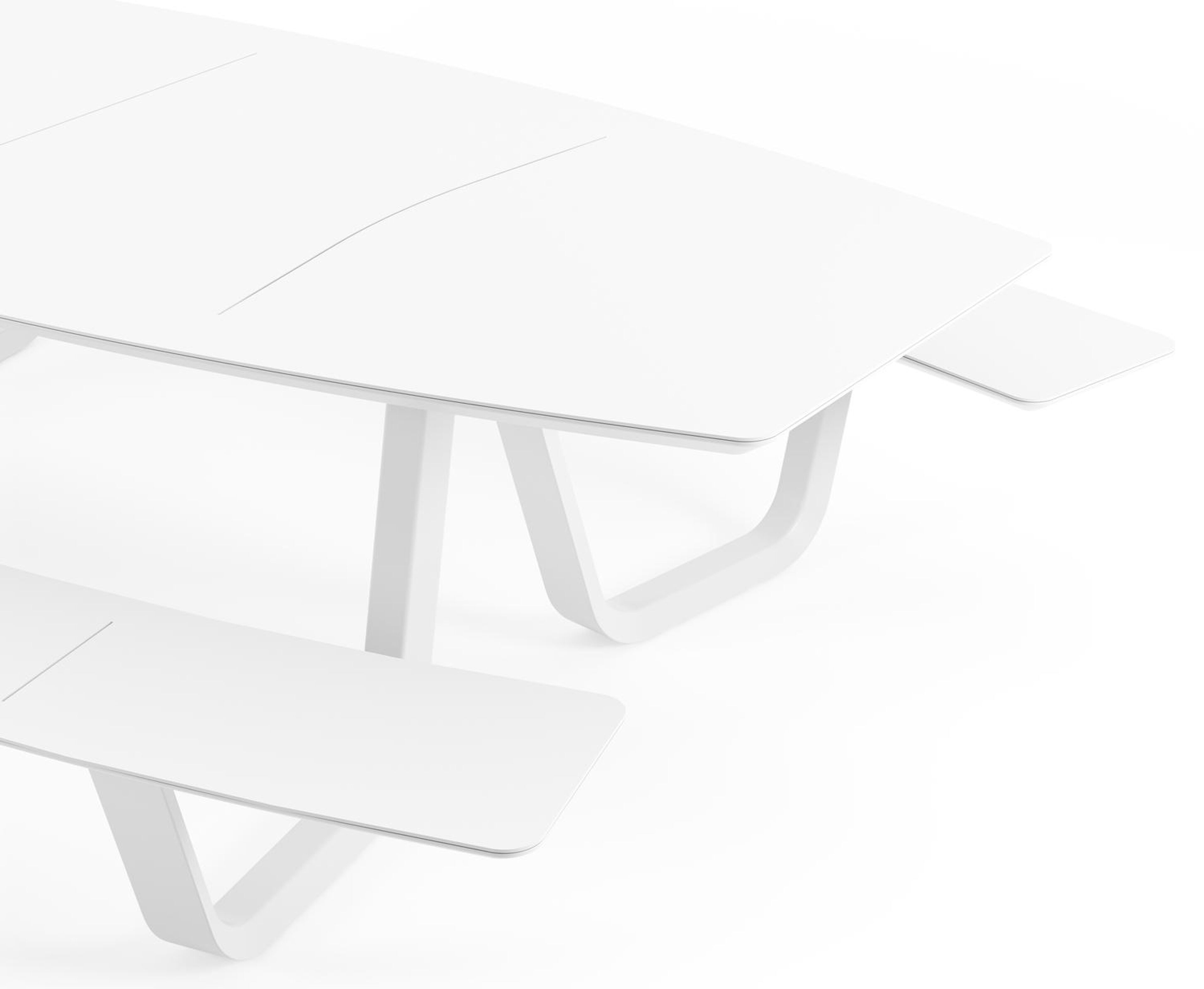 Table de pique-nique Forno forme de bateau en aluminium blanc - Lg. 280 x Lrg. 192 x Haut. 72 cm