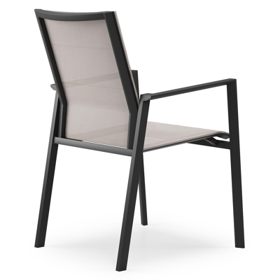 Cirello stapelbare tuinstoel in zwart aluminium en beige textilene