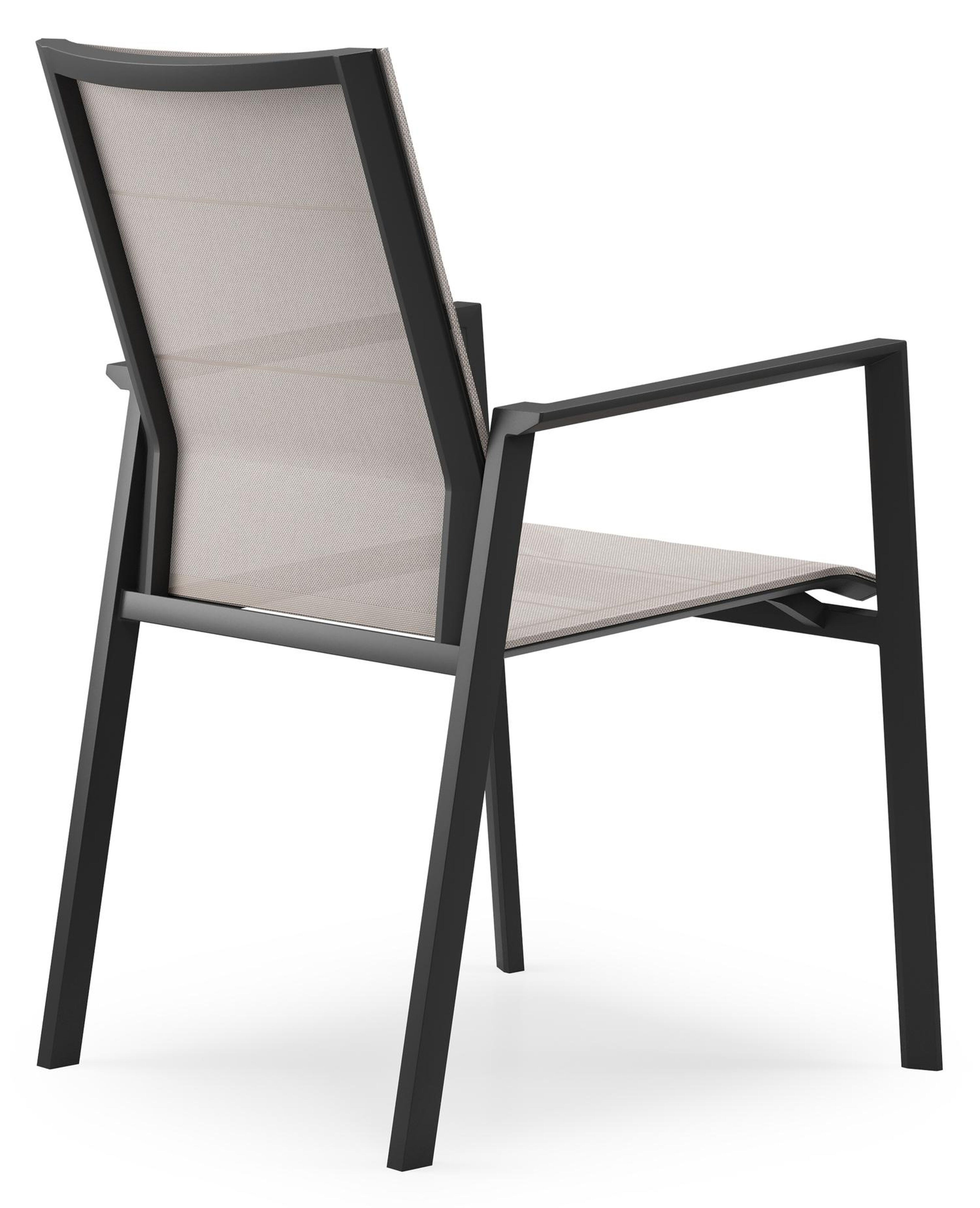 Cirello stapelbare tuinstoel in zwart aluminium en beige textilene