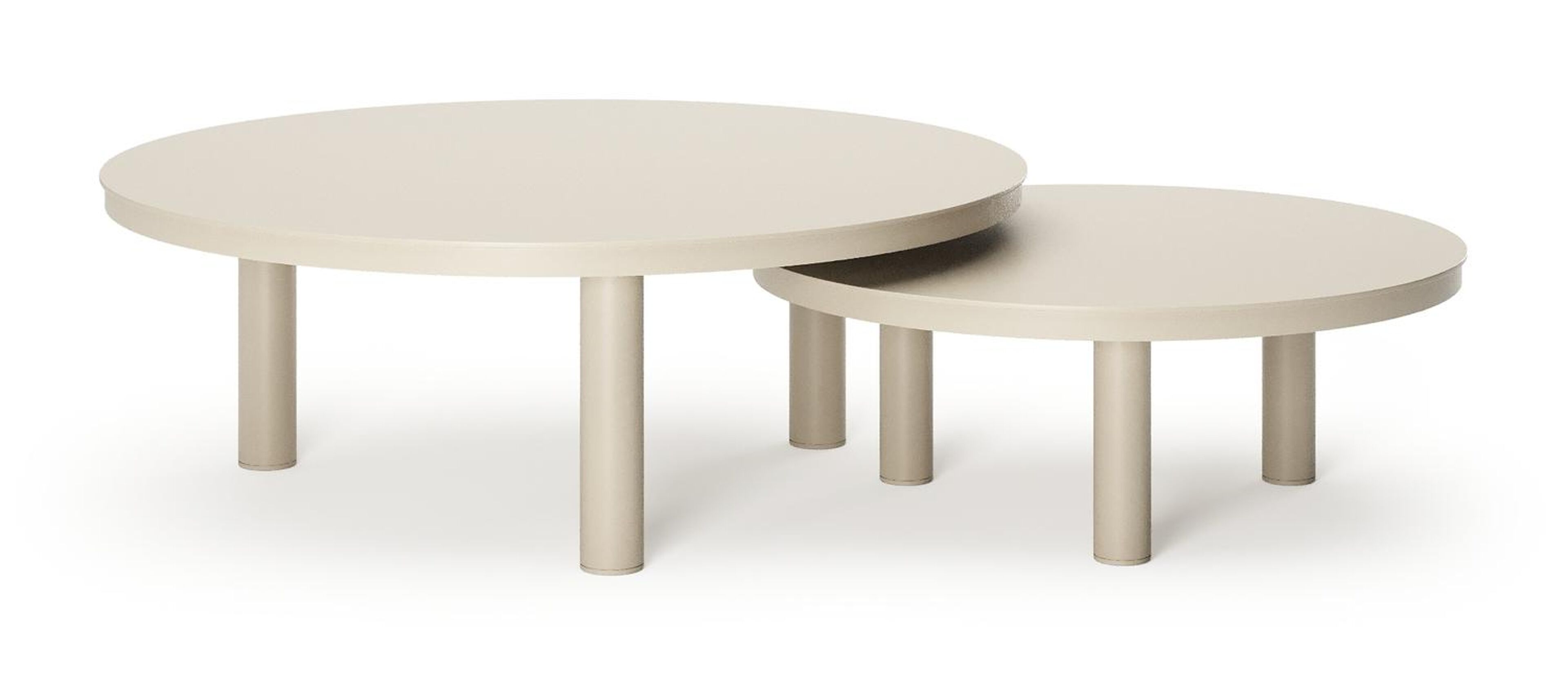 Lindo loungetafels in beige aluminium - Dia. 85 x H 27 cm, Dia. 65 x H 21 cm